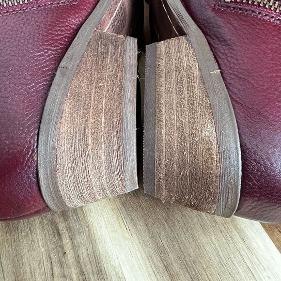 Lucky Brand CAELYN Womens Western Pointed Toe Booties Sz 6M Burgundy Leather - Picture 6 of 11